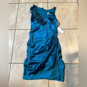 NWT Blue satin JUNO Dress Size L